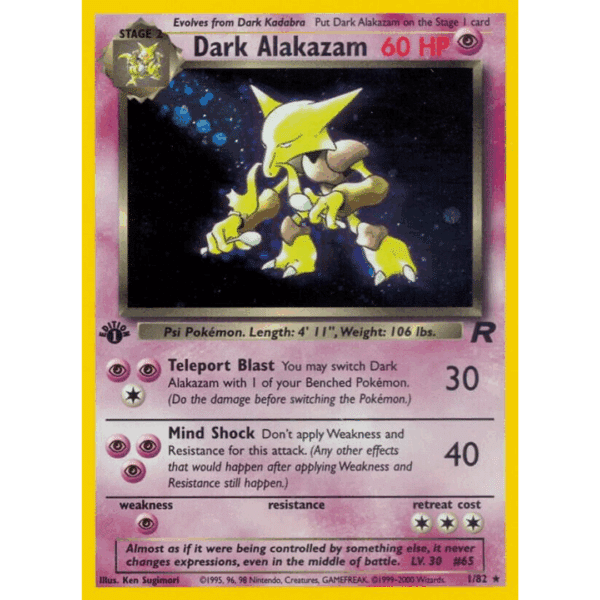 RAZZ - 10 Spots MP Swirly 1st ed Alakazam Holo