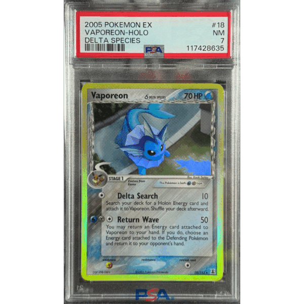 RAZZ - 10 Spots PSA 7 Delta Vaporeon Holo
