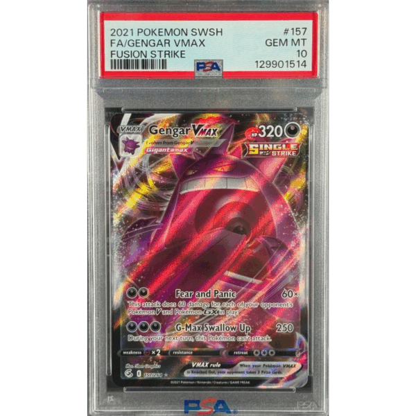 PSA 10 Gengar VMAX (Fusion Strike #157)