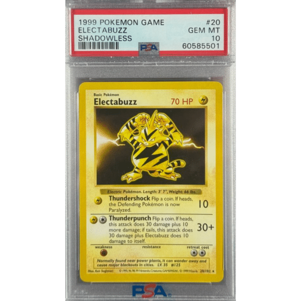 PSA 10 Shadowless Base Set Electabuzz #20