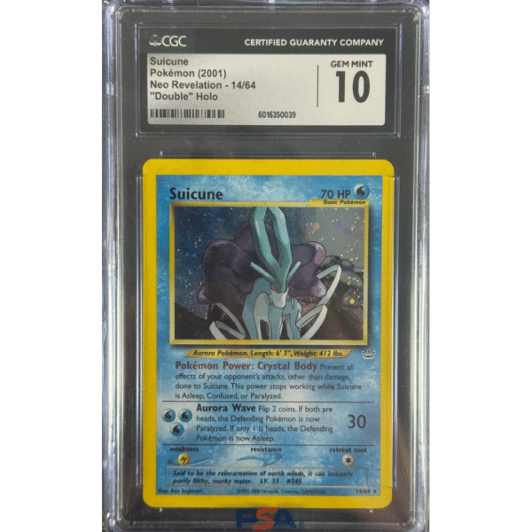 CGC 10 Suicune Double Holo Error #14 Neo Revelation