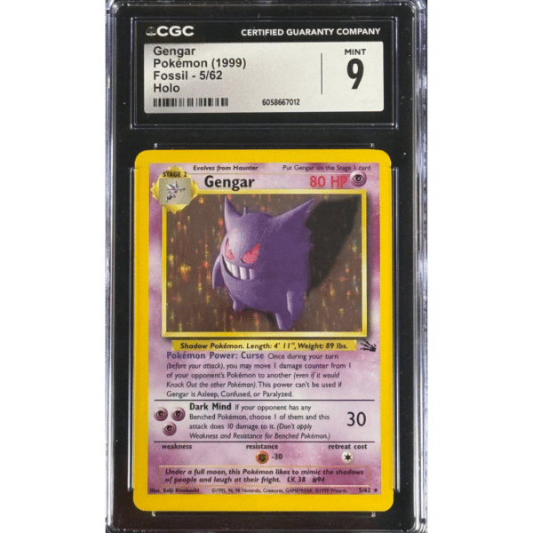 RAZZ - 10 Spots CGC 9 Fossil Holo Gengar